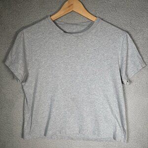 Everlane Organic Cotton Boxy Cropped Tee Shirt Light Heather Grey Size Medium